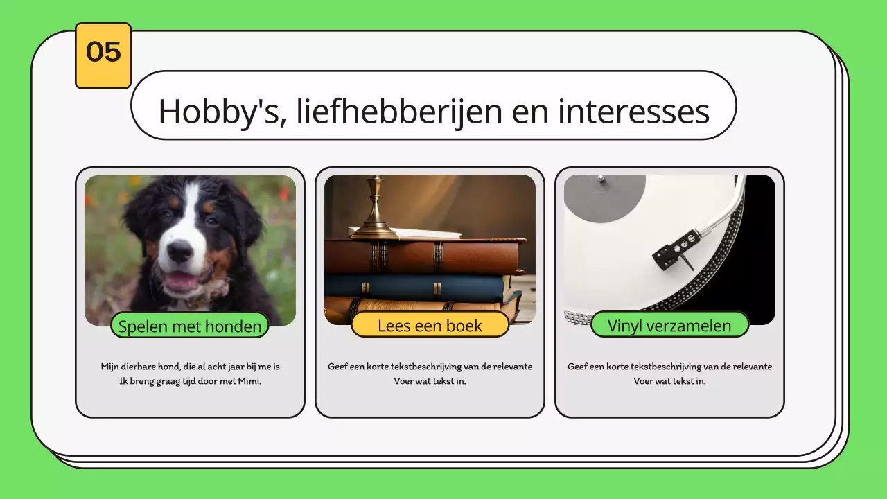 Een kitscherige sollicitatiebrief voor nieuwe werknemers in chartreuse en geel