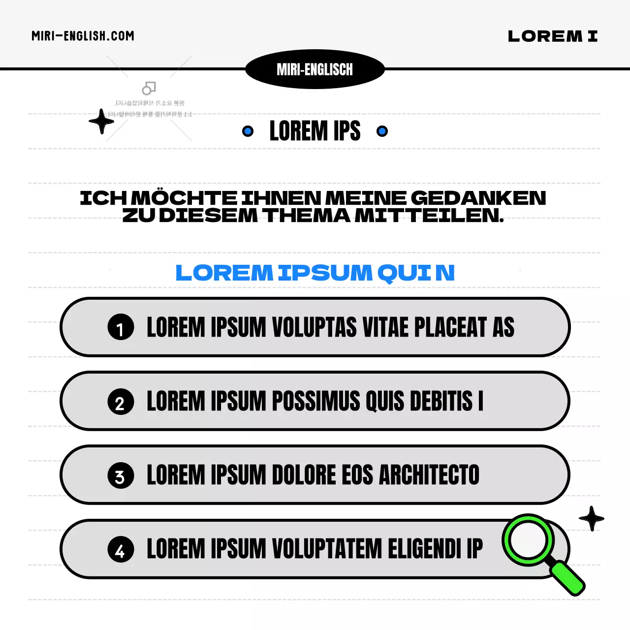 Förderung von kitschigem blauen und chartreusen Geschäftsenglisch