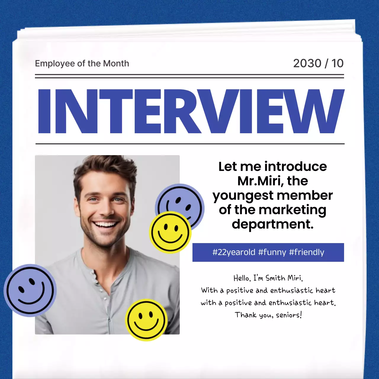 Blue Modern Interview Announcement Social Media Post