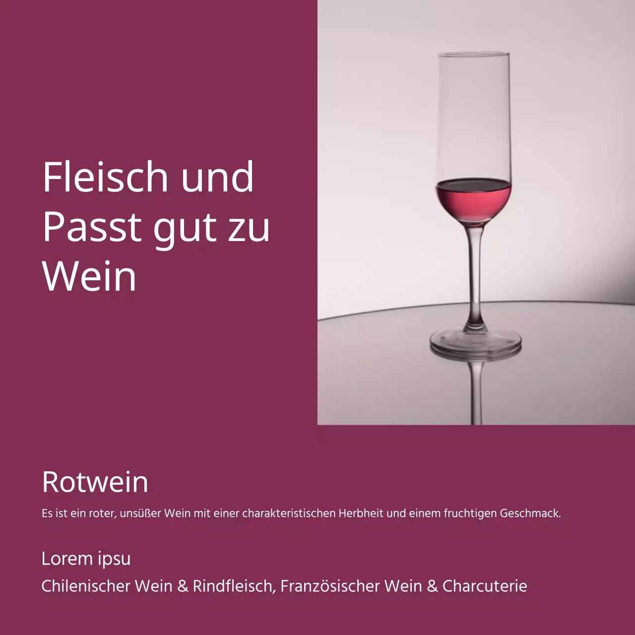 Moderne Weinempfehlungsanzeige in Rot und Beige