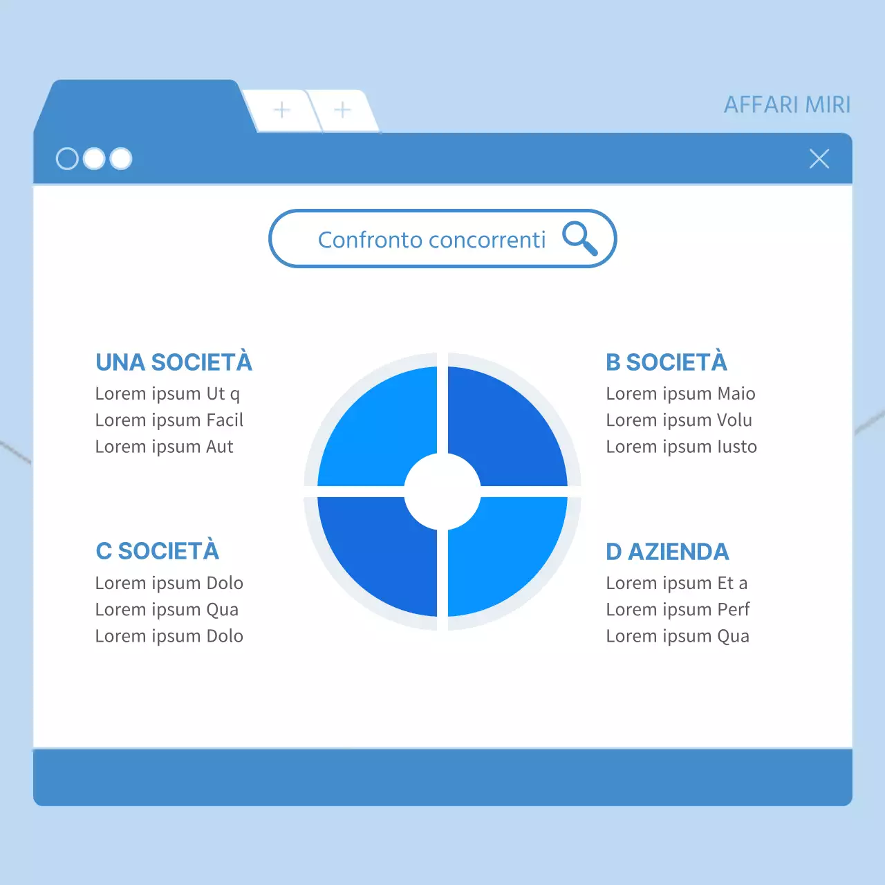 Moderna promozione aziendale in blu e bianco