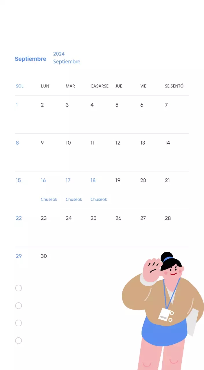 Calendario motivacional con ilustraciones llenas de energía y citas positivas sobre fondo azul claro