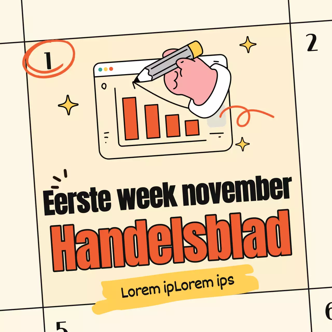 Een eenvoudig handelsdagboek in ivoor en oranje promoten