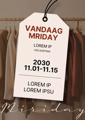 Verkoopadvertentie van eenvoudige kledingwinkel in bruin en beige