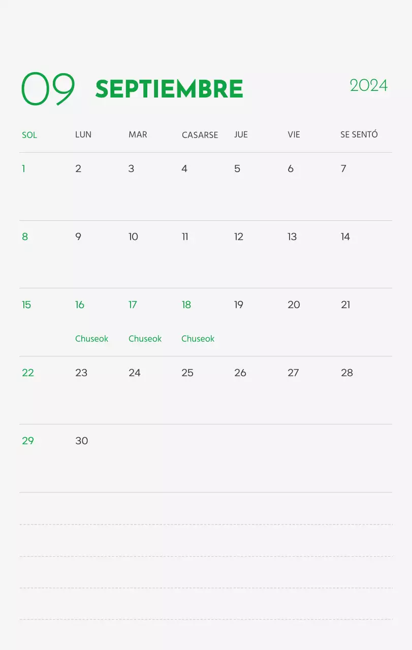 Un calendario con la imagen de un cachorro y un bonito mensaje en tonos verdes.