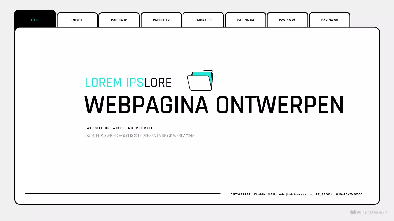 Een eenvoudig ontwerp voor een mintwitte webpagina