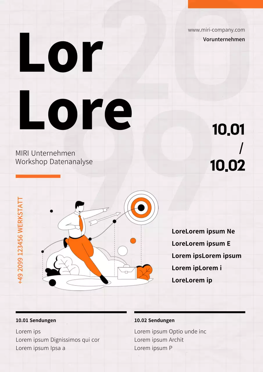 Eine einfache Workshop-Ankündigung in Schwarz und Orange