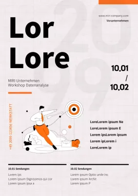 Eine einfache Workshop-Ankündigung in Schwarz und Orange