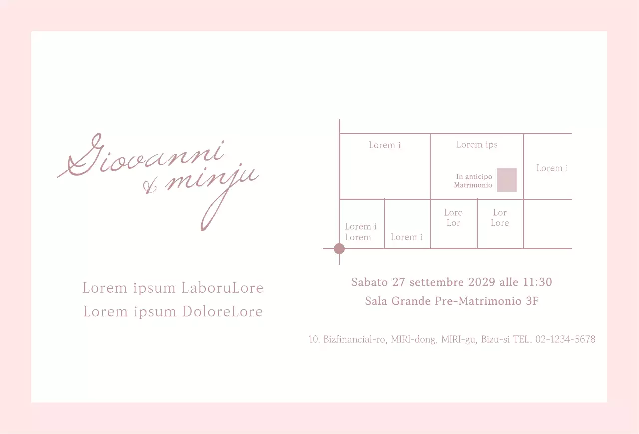 Partecipazioni di nozze semplici nei toni del rosa