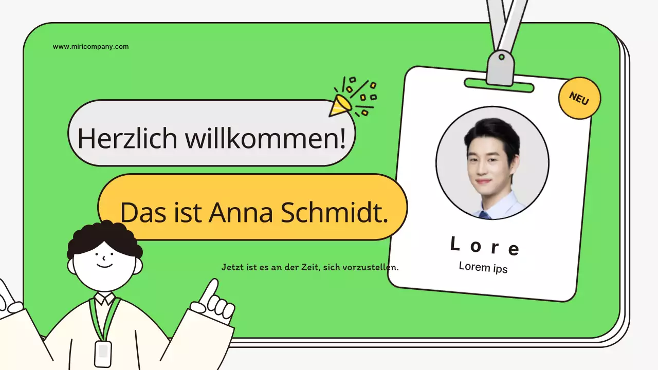 Ein kitschiges Anschreiben für neue Mitarbeiter in Chartreuse und Gelb