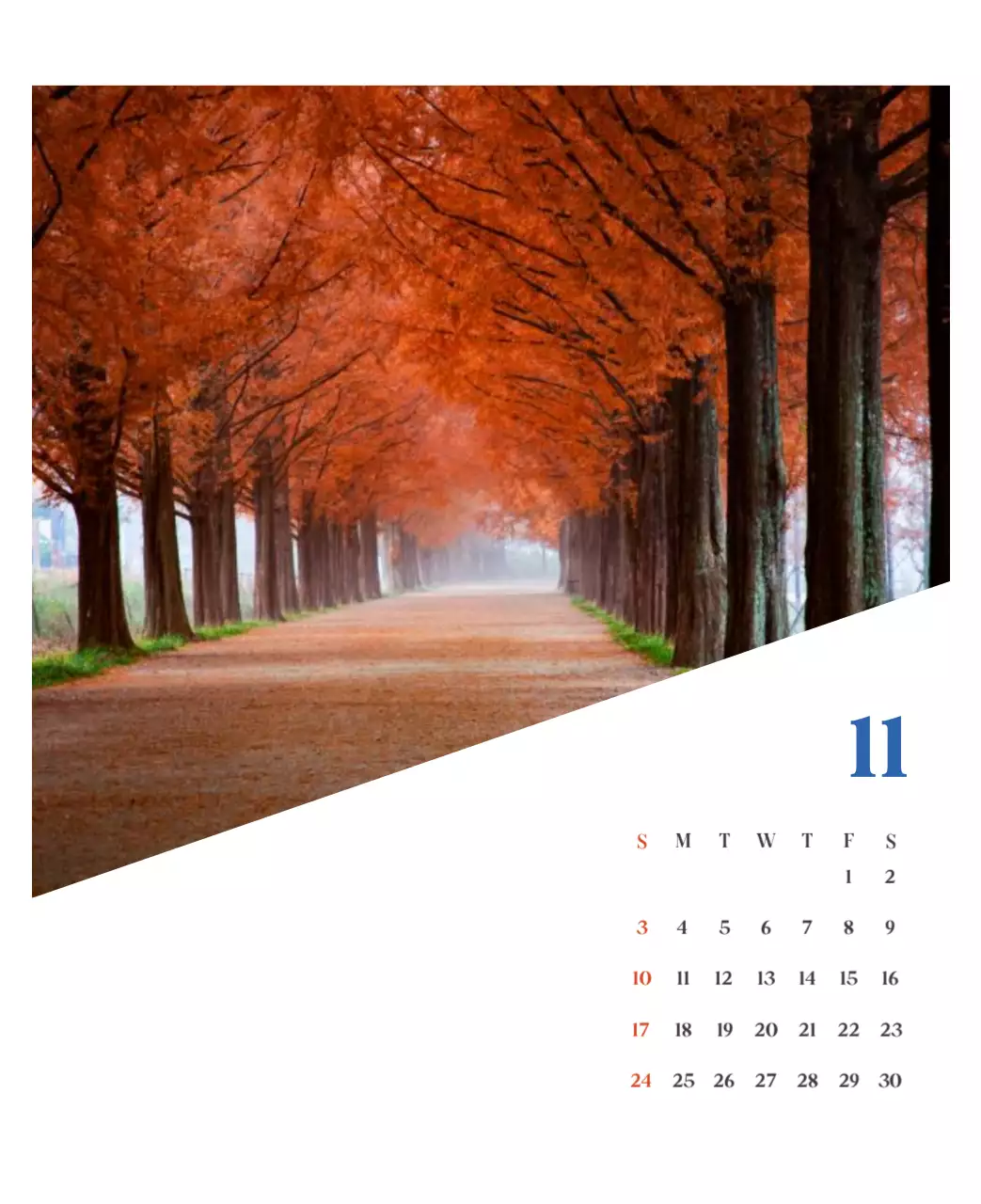 Calendario hospitalario con fotos de paisajes estacionales