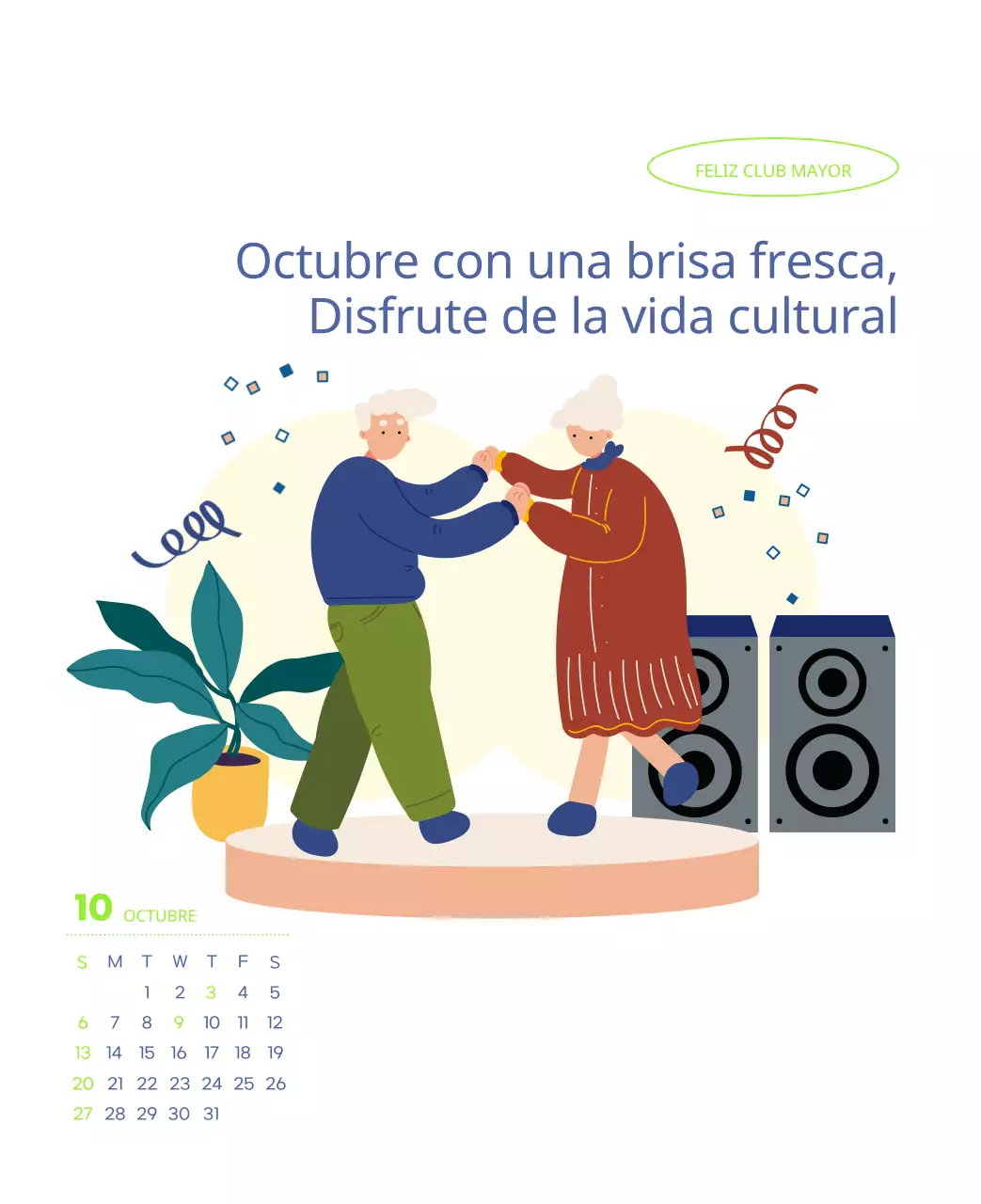 Calendario laboral con bellas ilustraciones