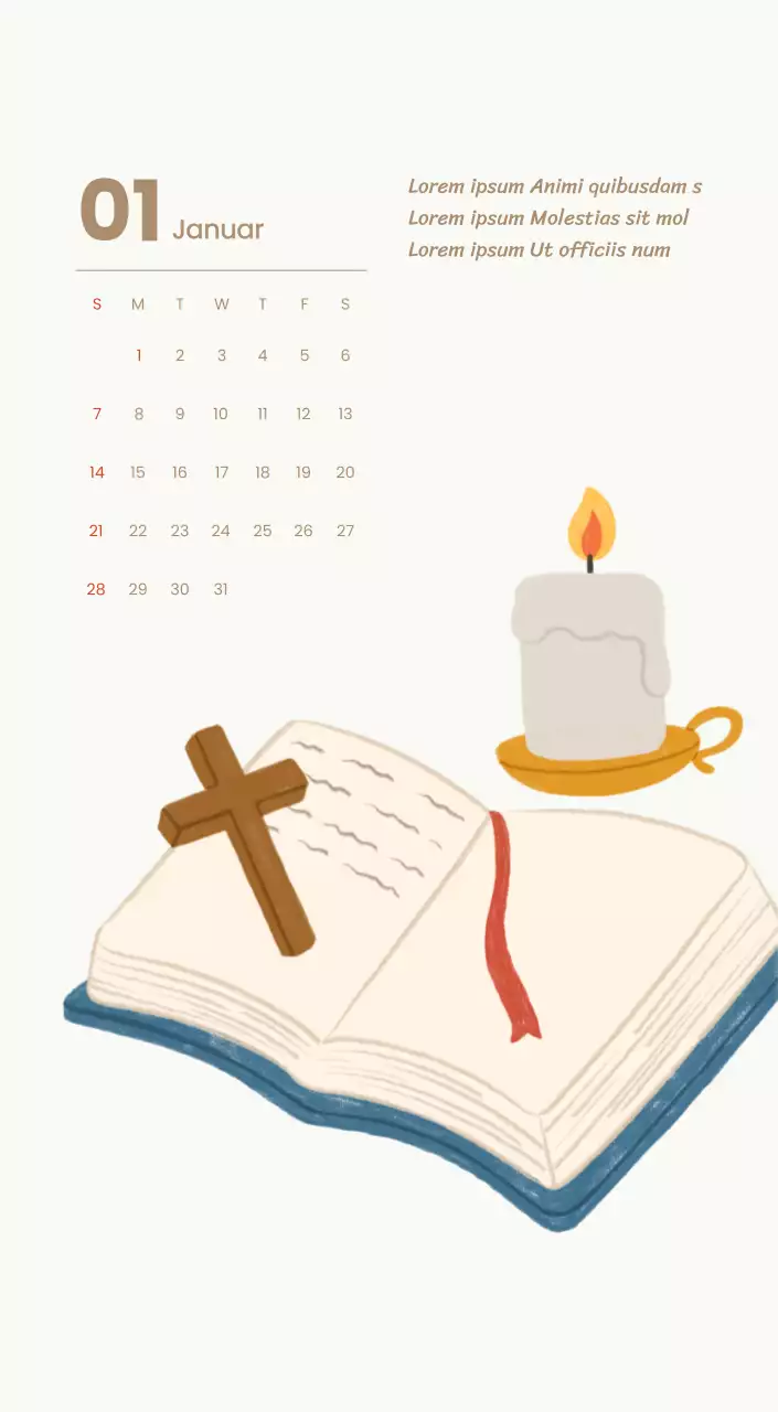 Ein Andachtskalender mit gemütlichen Illustrationen und Bibelversen auf hellblauem Hintergrund