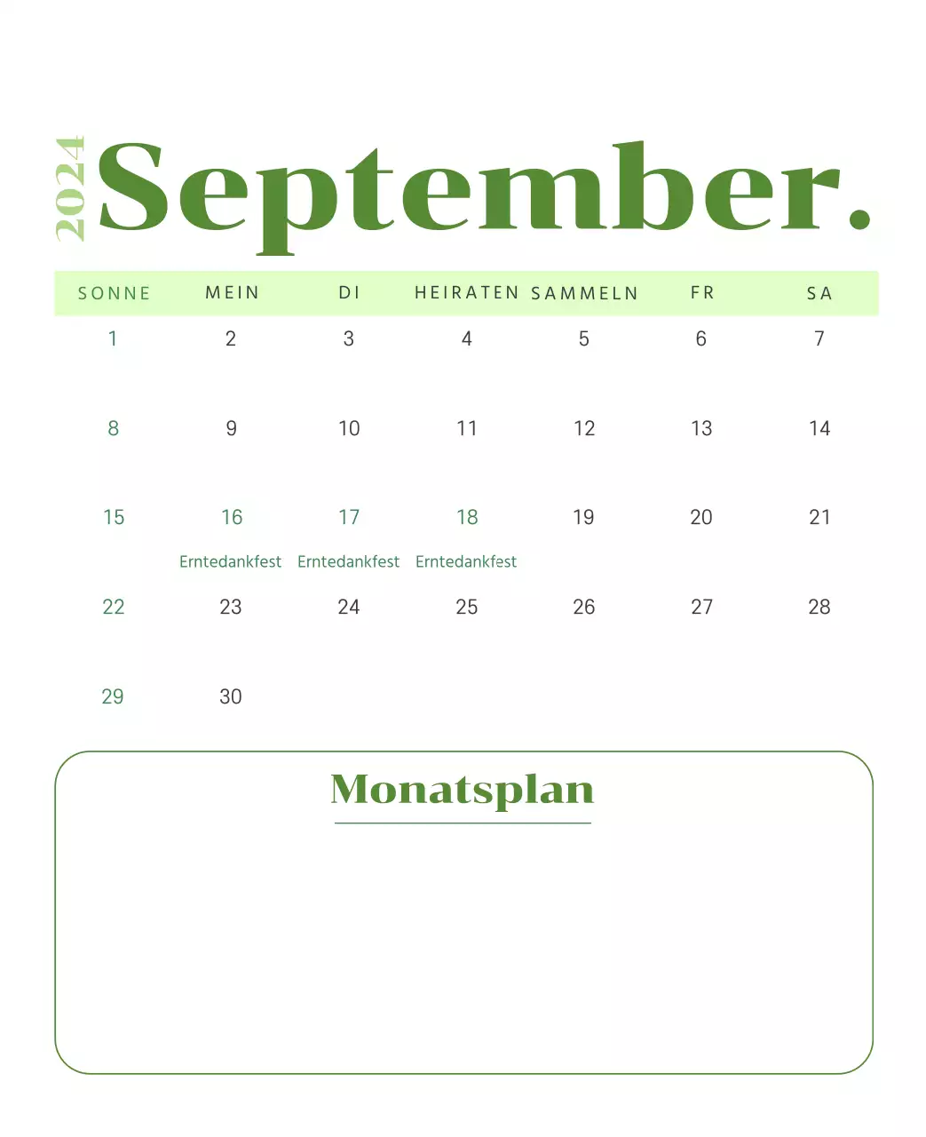 Kalender mit Jugendillustrationen auf gelbem und grünem Hintergrund