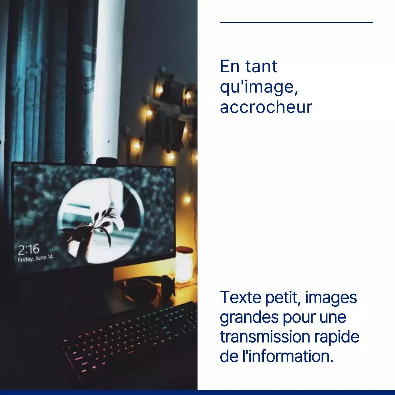 Promouvoir un cadre photo simple en bleu et blanc