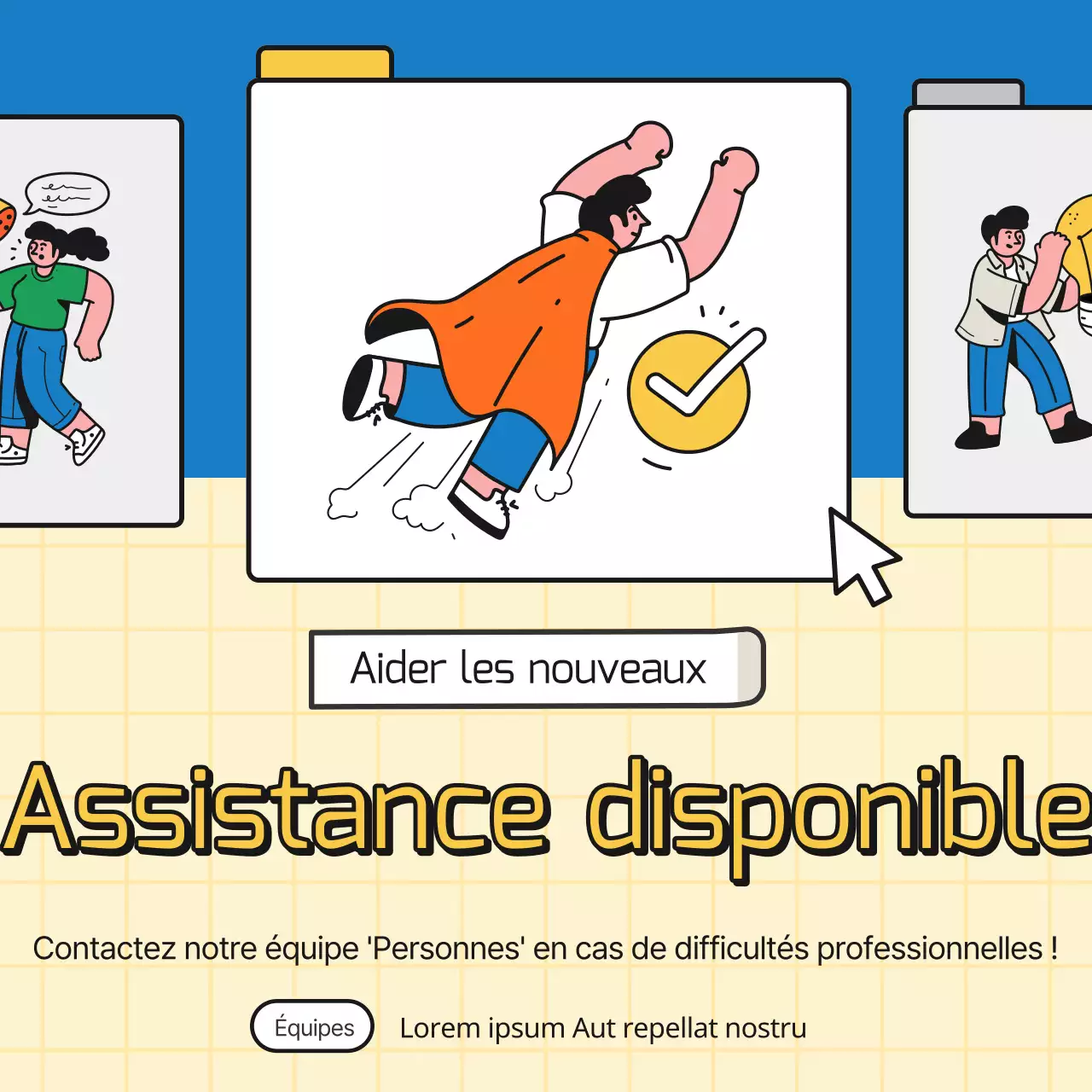 Promouvoir des conseils commerciaux simples en bleu et en jaune