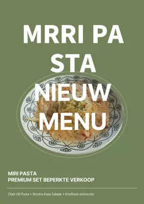 Een eenvoudig nieuw menu met een groene achtergrond