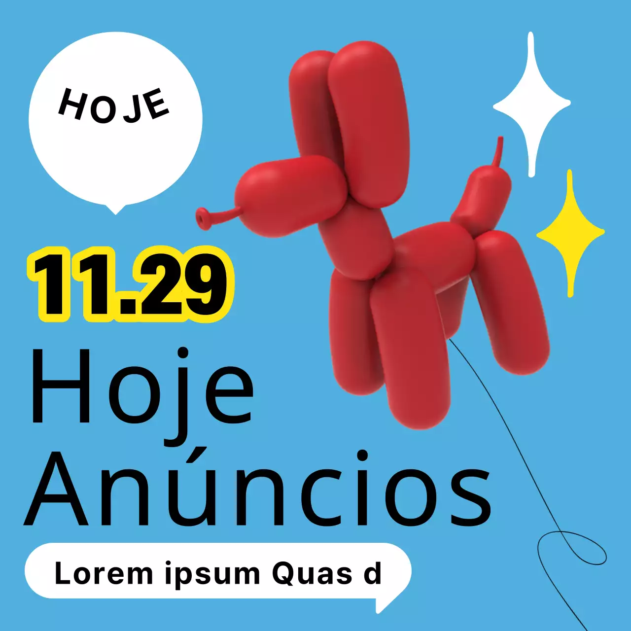 Anúncio de reunião com balão de diálogo azul e vermelho na moda