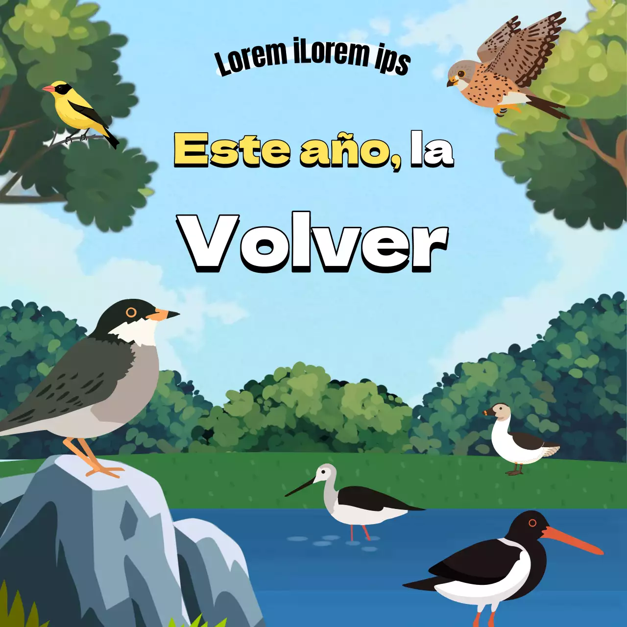 Recursos educativos del Día Mundial de las Aves Migratorias de octubre en verde y azul claro