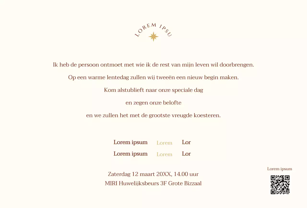 Een sentimenteel concept huwelijksuitnodiging met een lichtgele ster en lijnillustratie