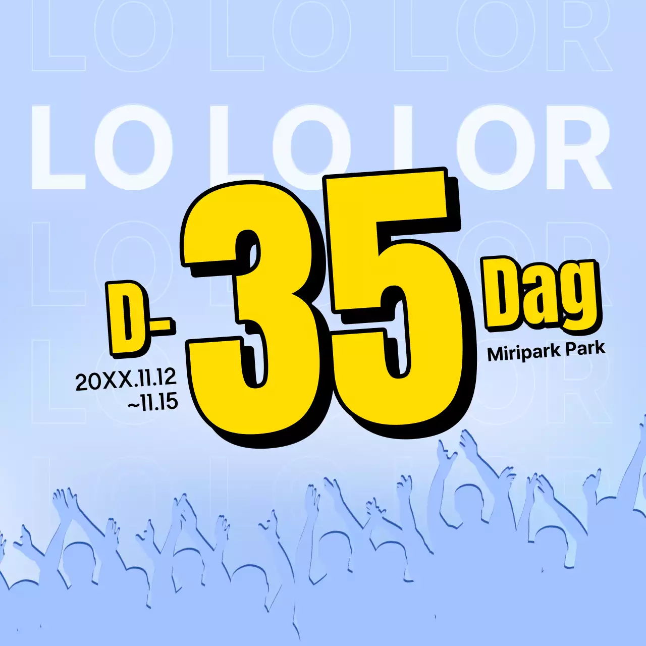 Promoot een kitscherig muziekfestival in lichtblauw