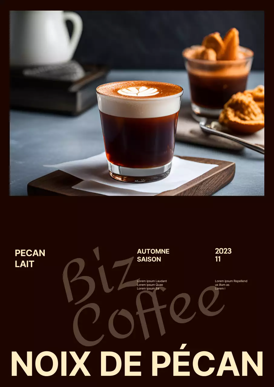 Promouvoir des boissons d'automne avec différentes polices de caractères sur un fond marron