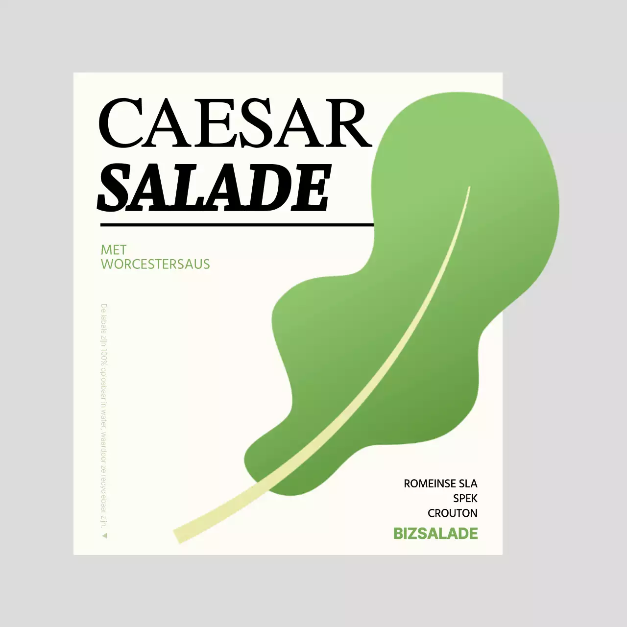 Salade-etiketten met illustraties van groene en rode groenten