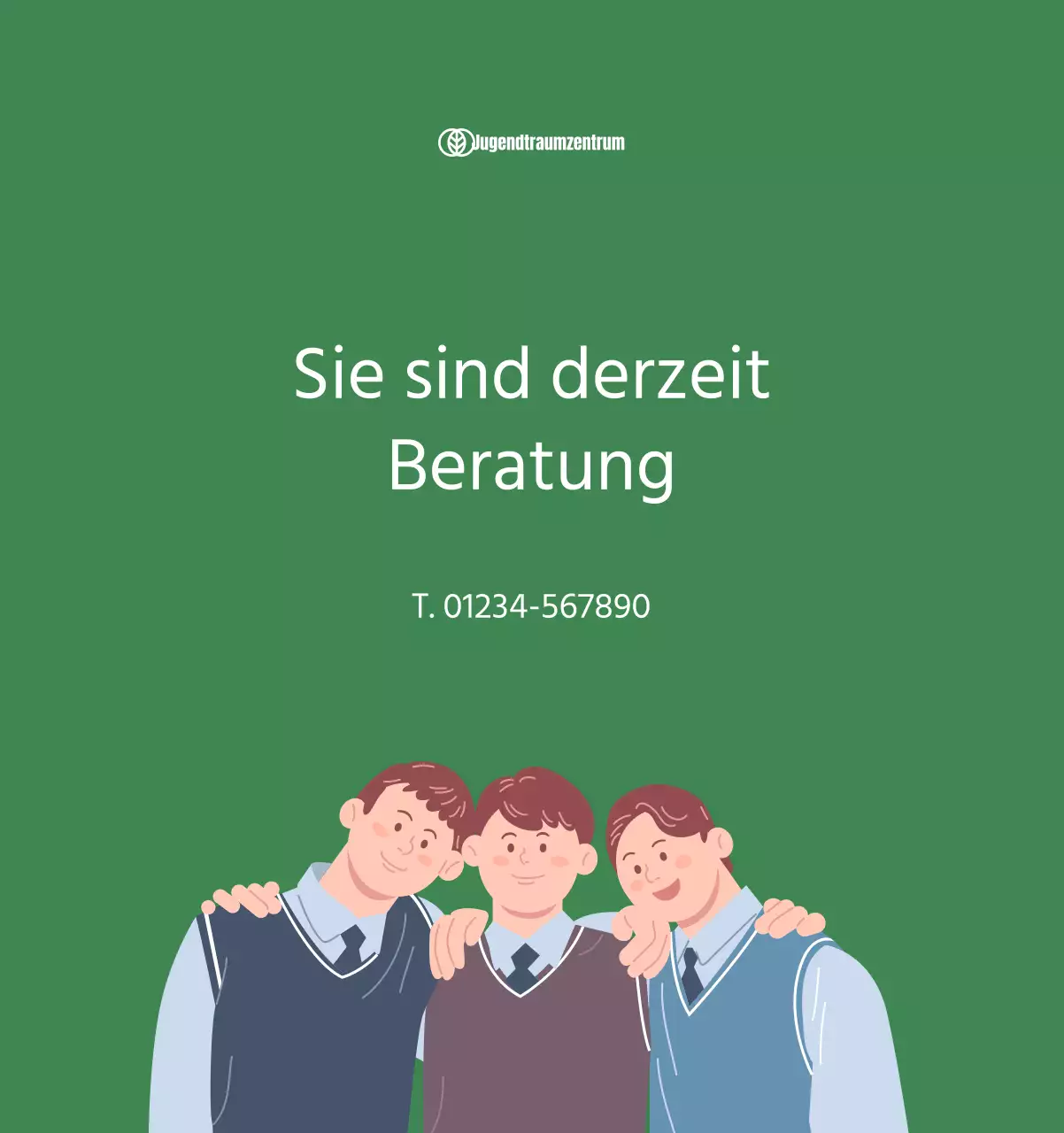 Kalender mit Jugendillustrationen auf gelbem und grünem Hintergrund