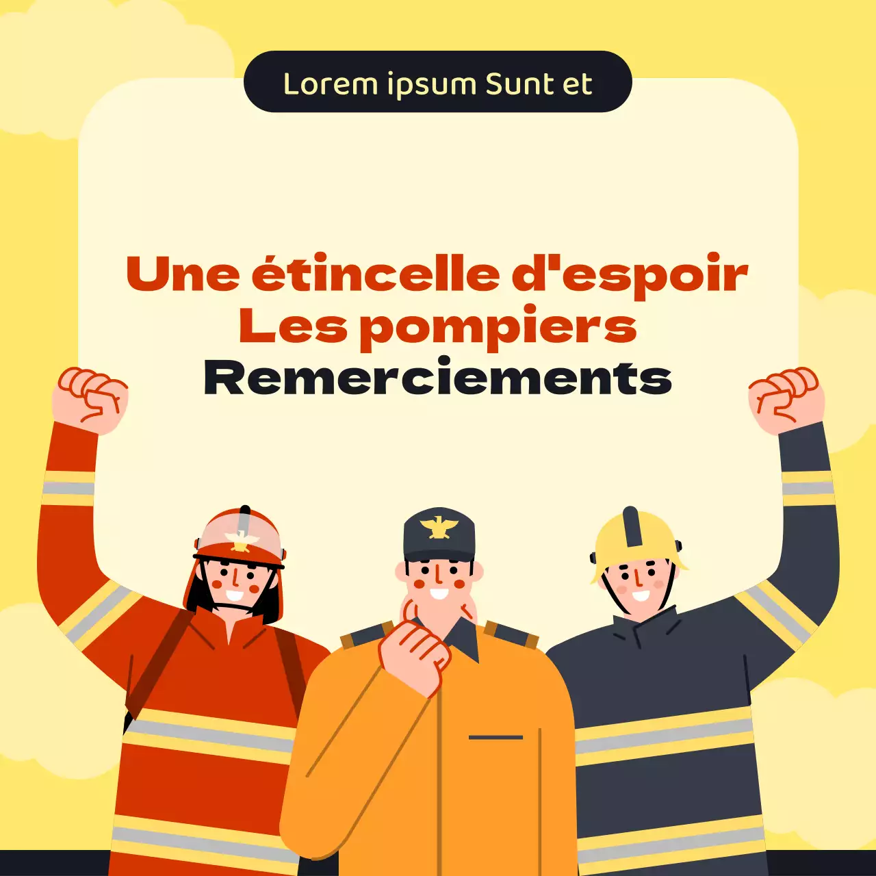 Une simple promotion rouge et jaune pour remercier les pompiers