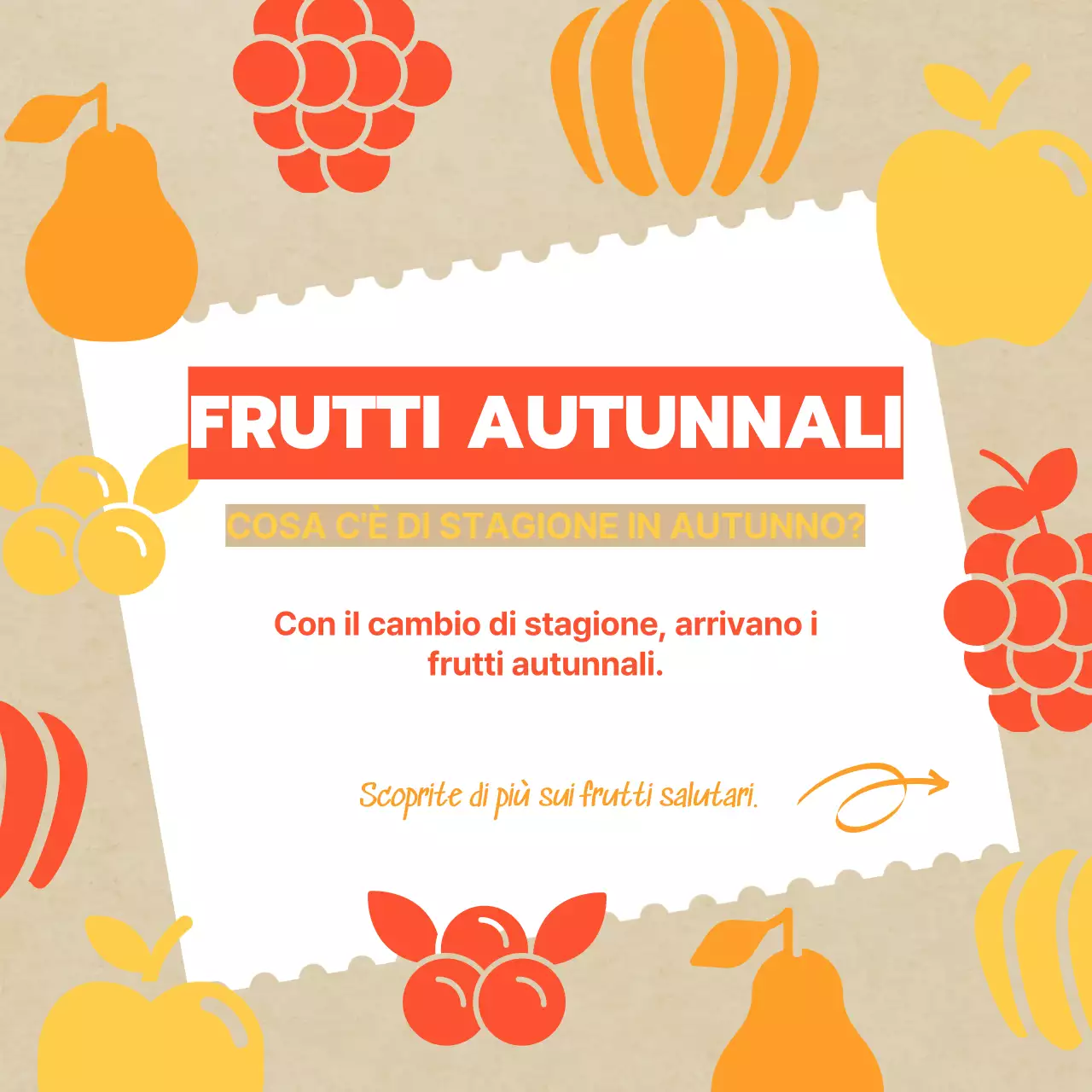 Promuovere i classici frutti autunnali in giallo e arancio