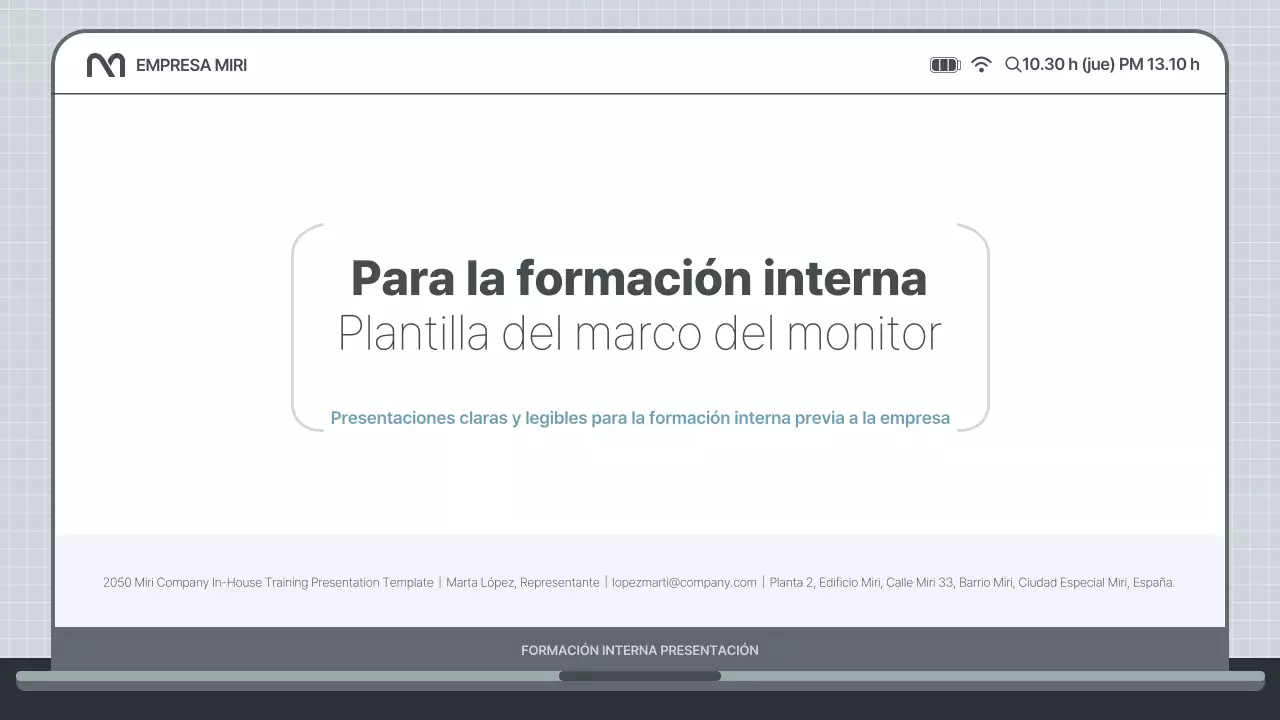 Sencilla presentación de formación interna en azul claro y gris