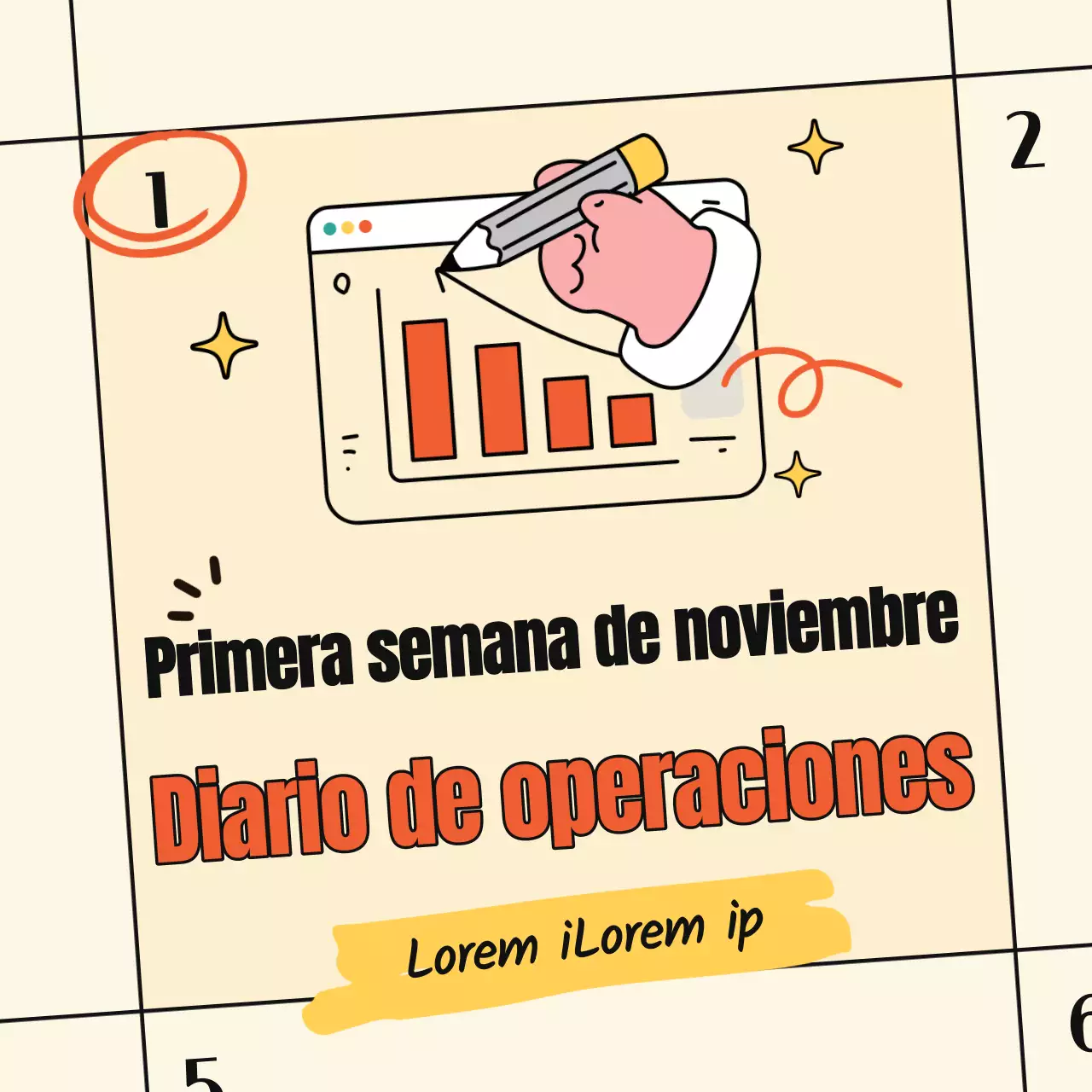 Promueva un sencillo diario bursátil en marfil y naranja