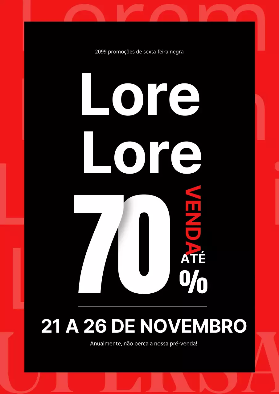 Promover ofertas simples da Black Friday em vermelho e preto