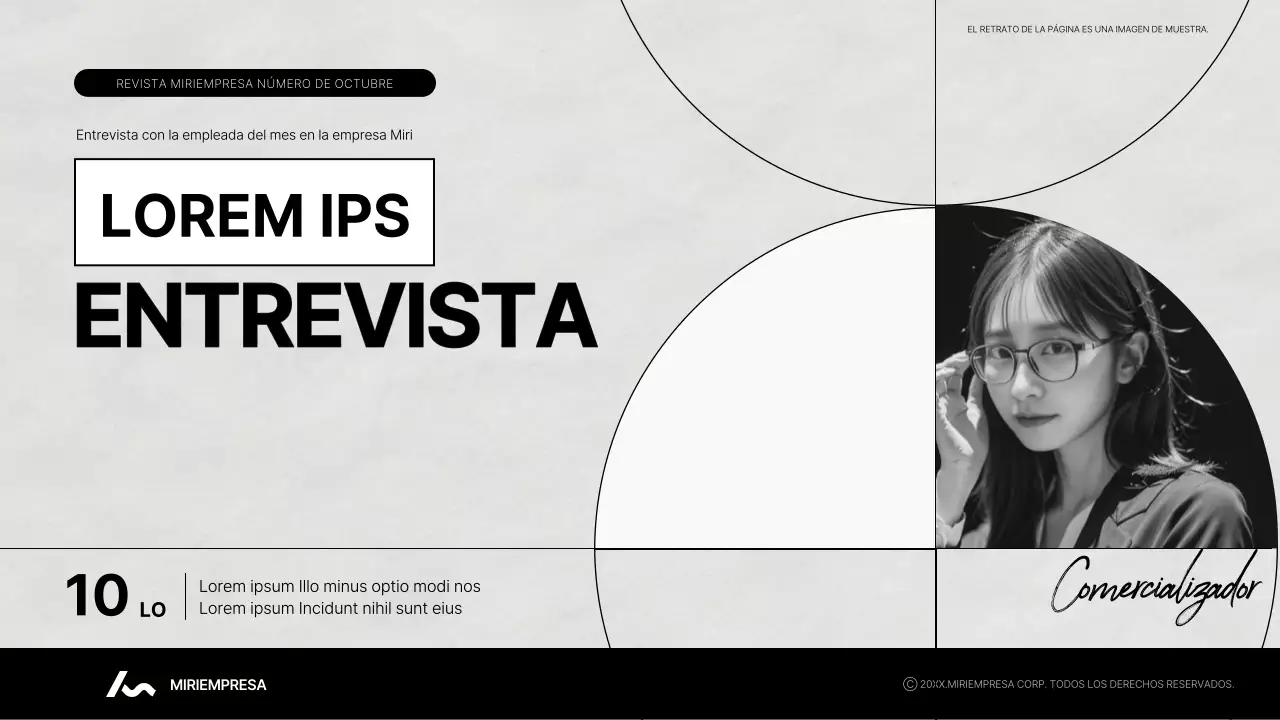 Una moderna revista de entrevistas internas en blanco y negro