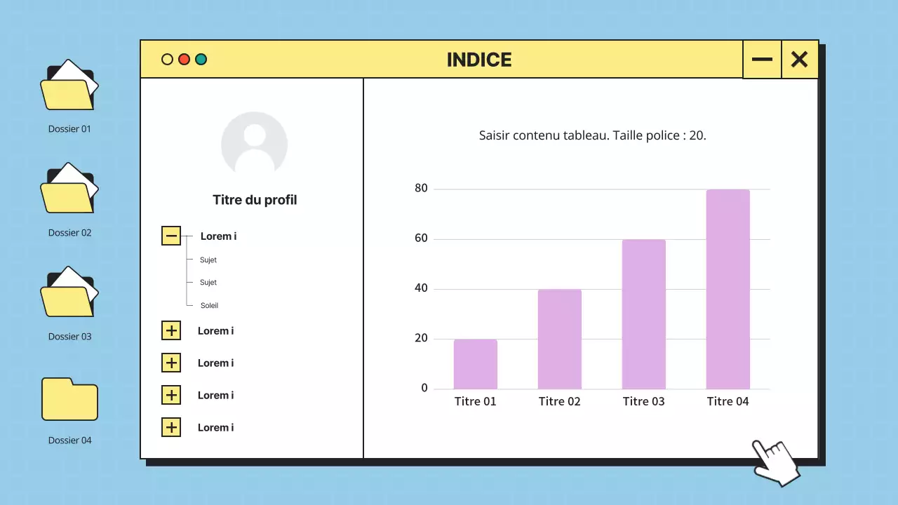 Interface utilisateur minimaliste en bleu et jaune Profil de l'entreprise