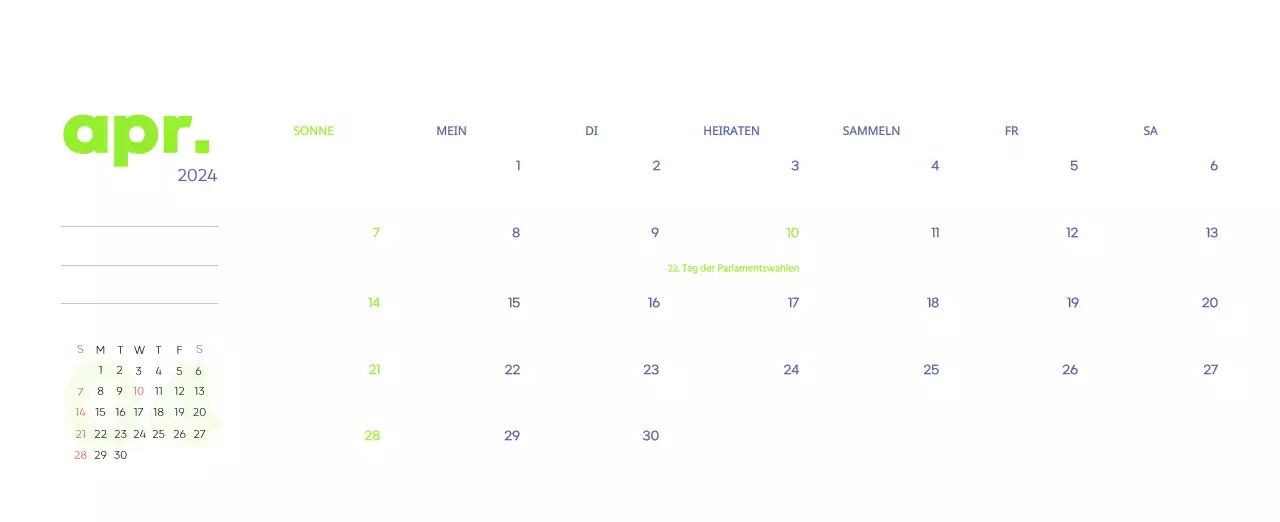 Arbeitskalender mit schönen Illustrationen