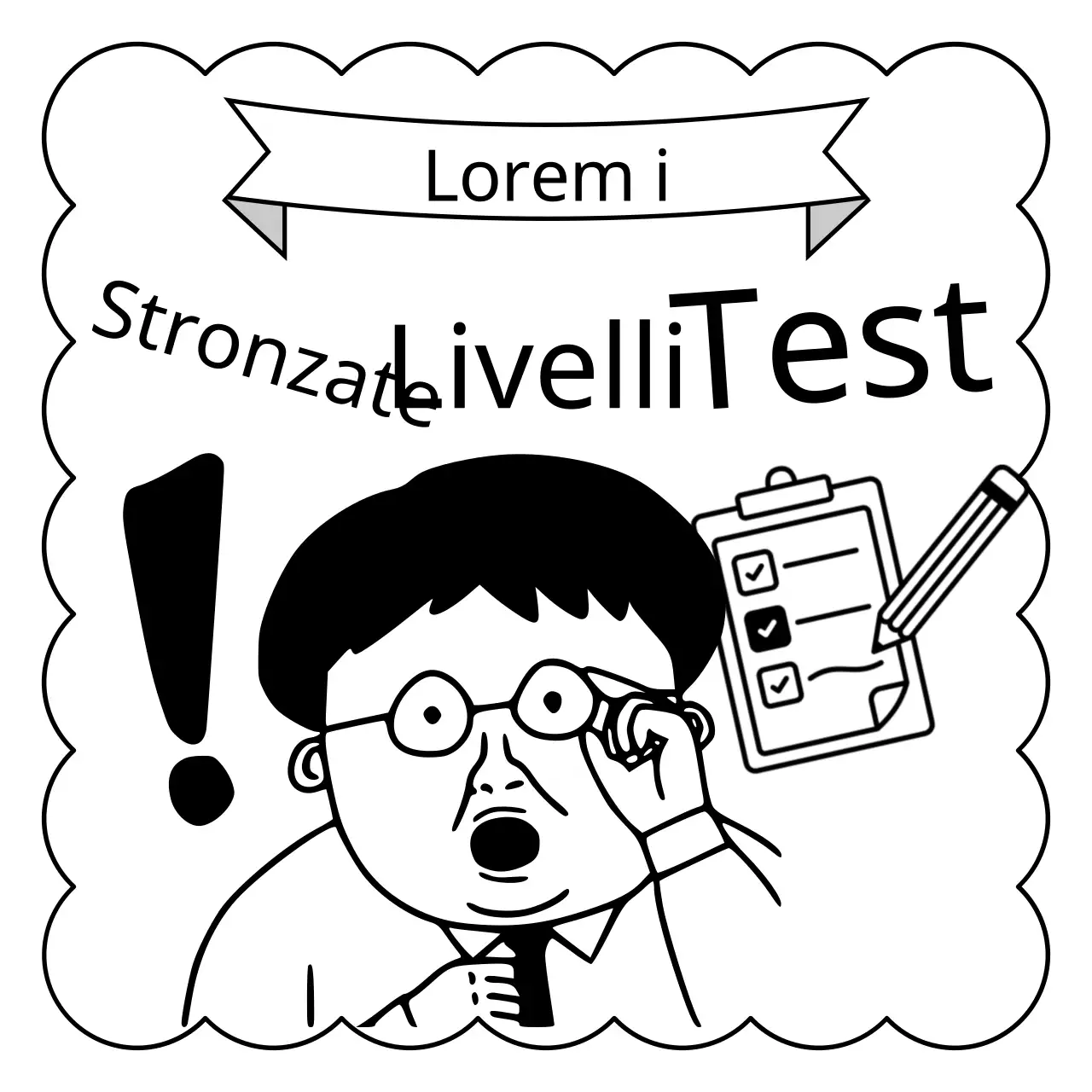 Pubblicità di prova in bianco e nero, nauseante