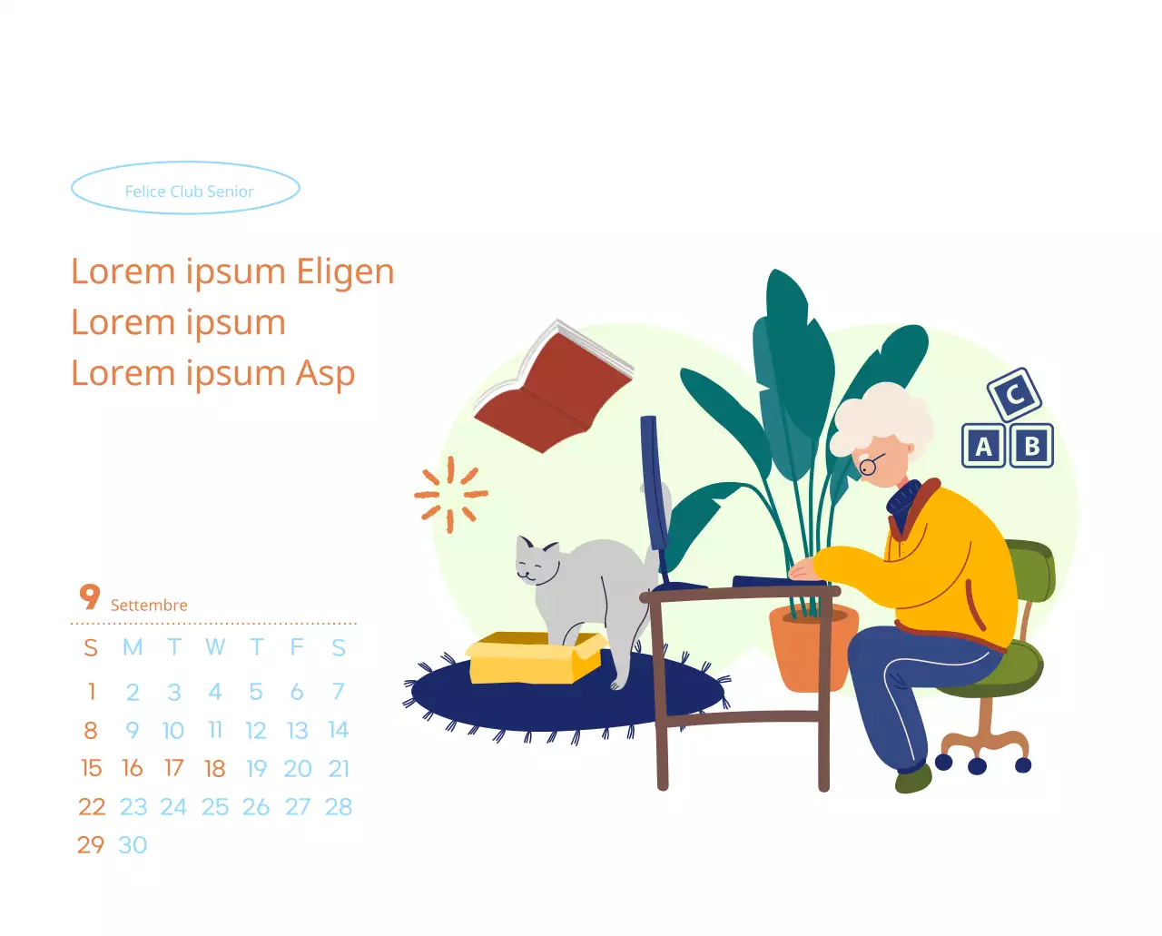 Calendario di lavoro con splendide illustrazioni