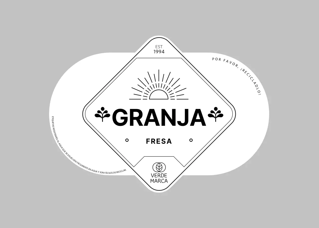 Etiqueta adhesiva negra ecológica de fresas de granja