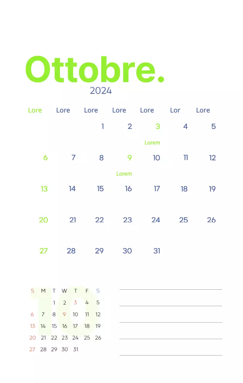 Calendario di lavoro con splendide illustrazioni