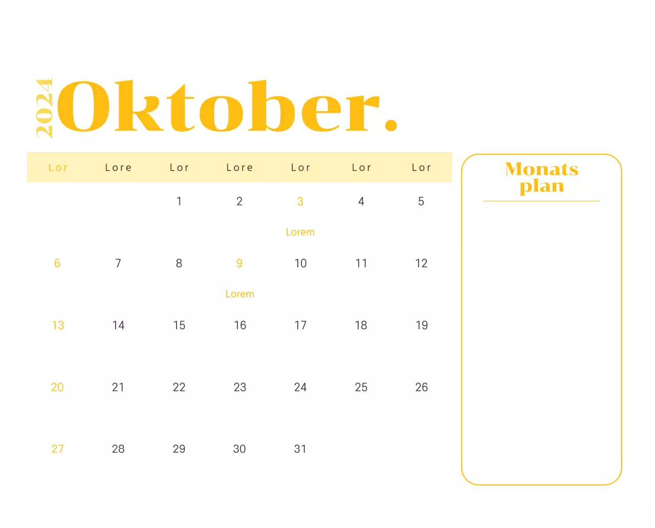 Kalender mit Jugendillustrationen auf gelbem und grünem Hintergrund