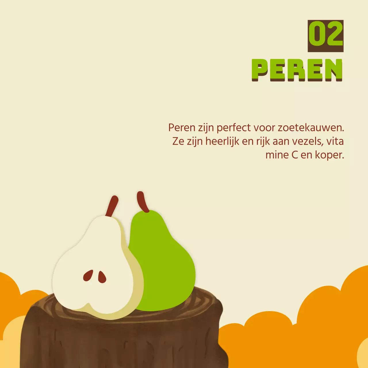 Eenvoudig beige en oranje om seizoensfruit te promoten