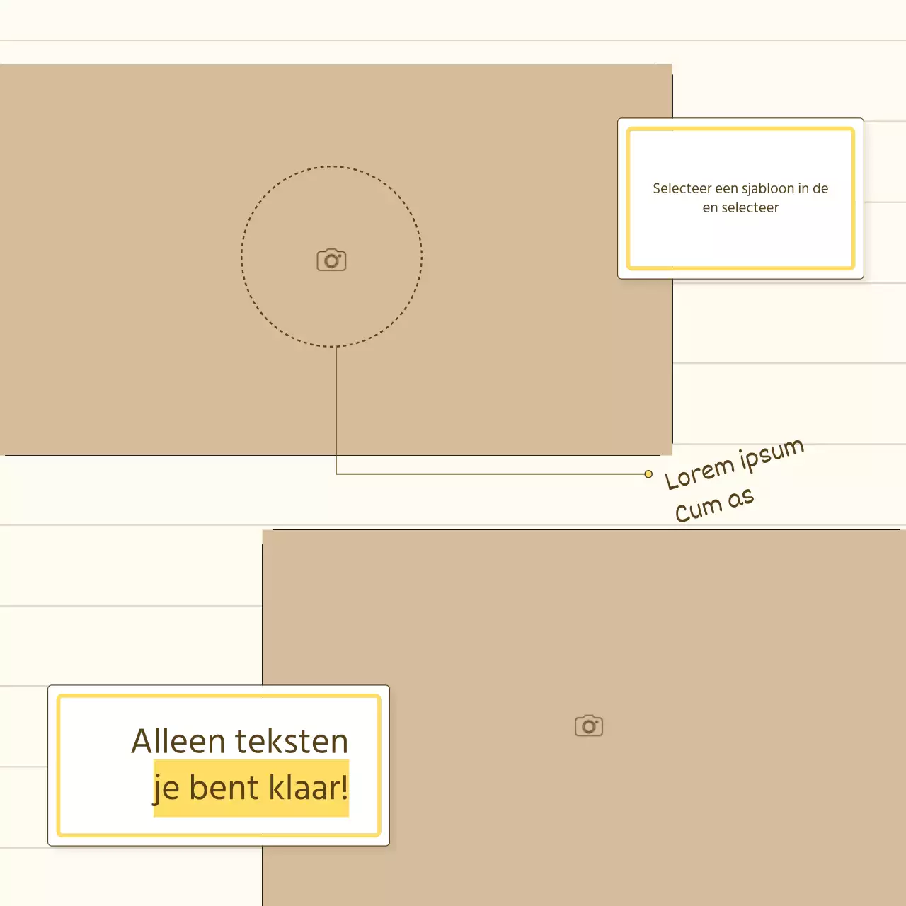 Een eenvoudig verhalend productpraatje in geel en beige