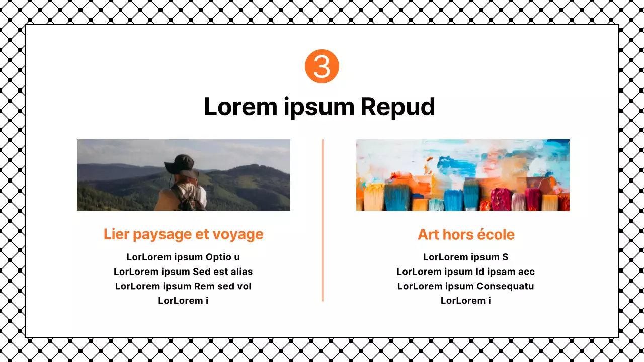 Présentation simple avec des accents noirs et orange