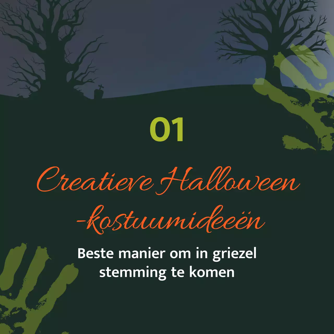 Maak kennis met het groene en oranje sci-fi Halloweenkostuum