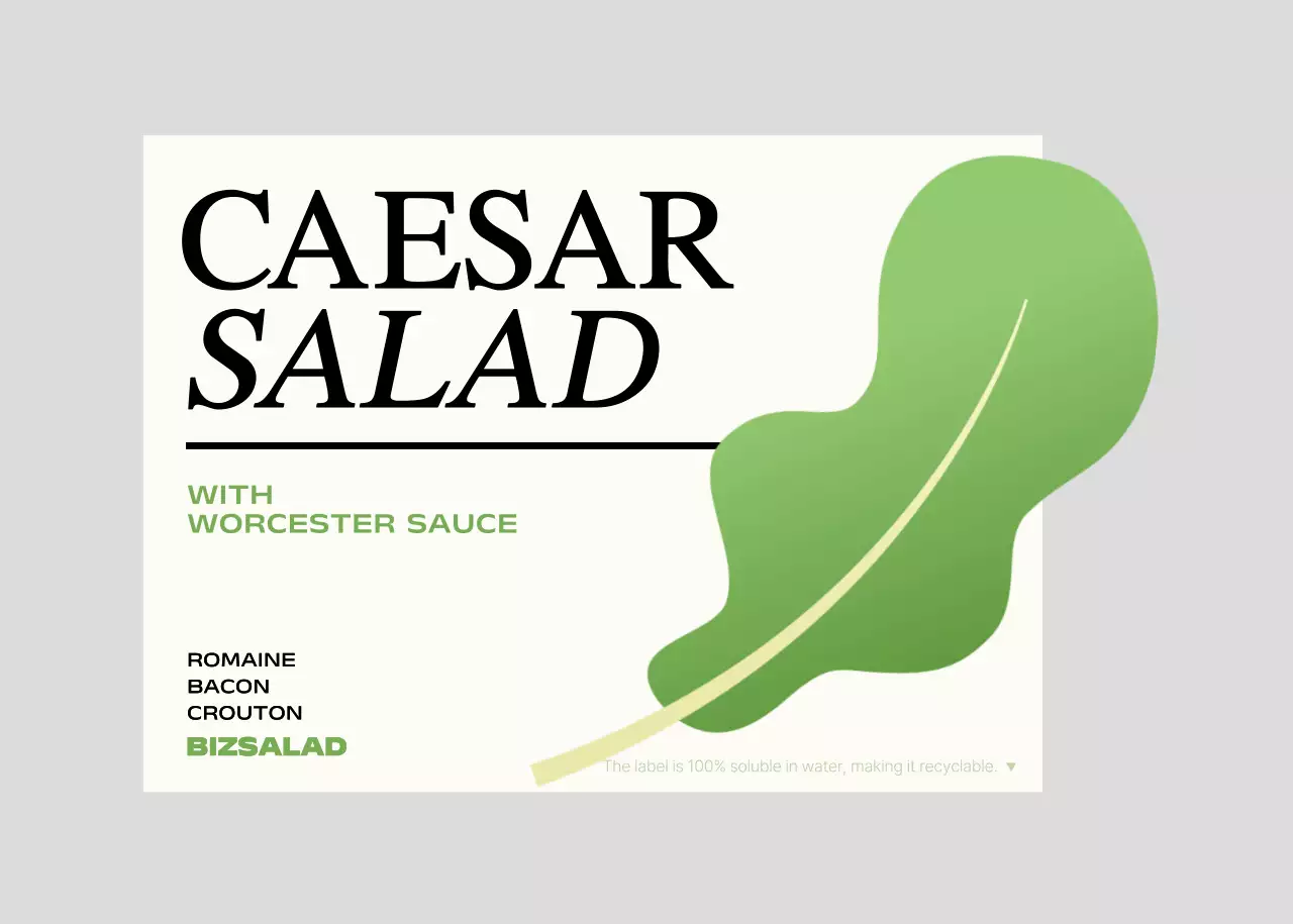 Label salad dengan ilustrasi sayuran hijau dan merah