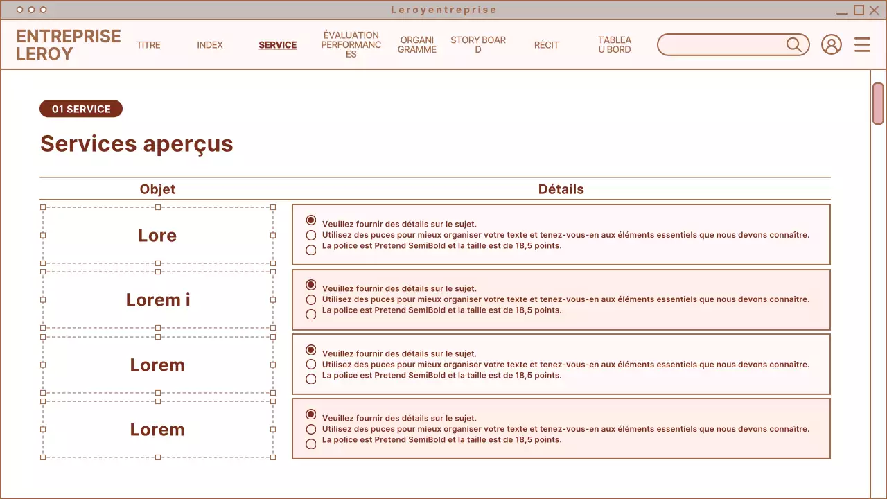 Conception d'une page web simple en beige et blanc
