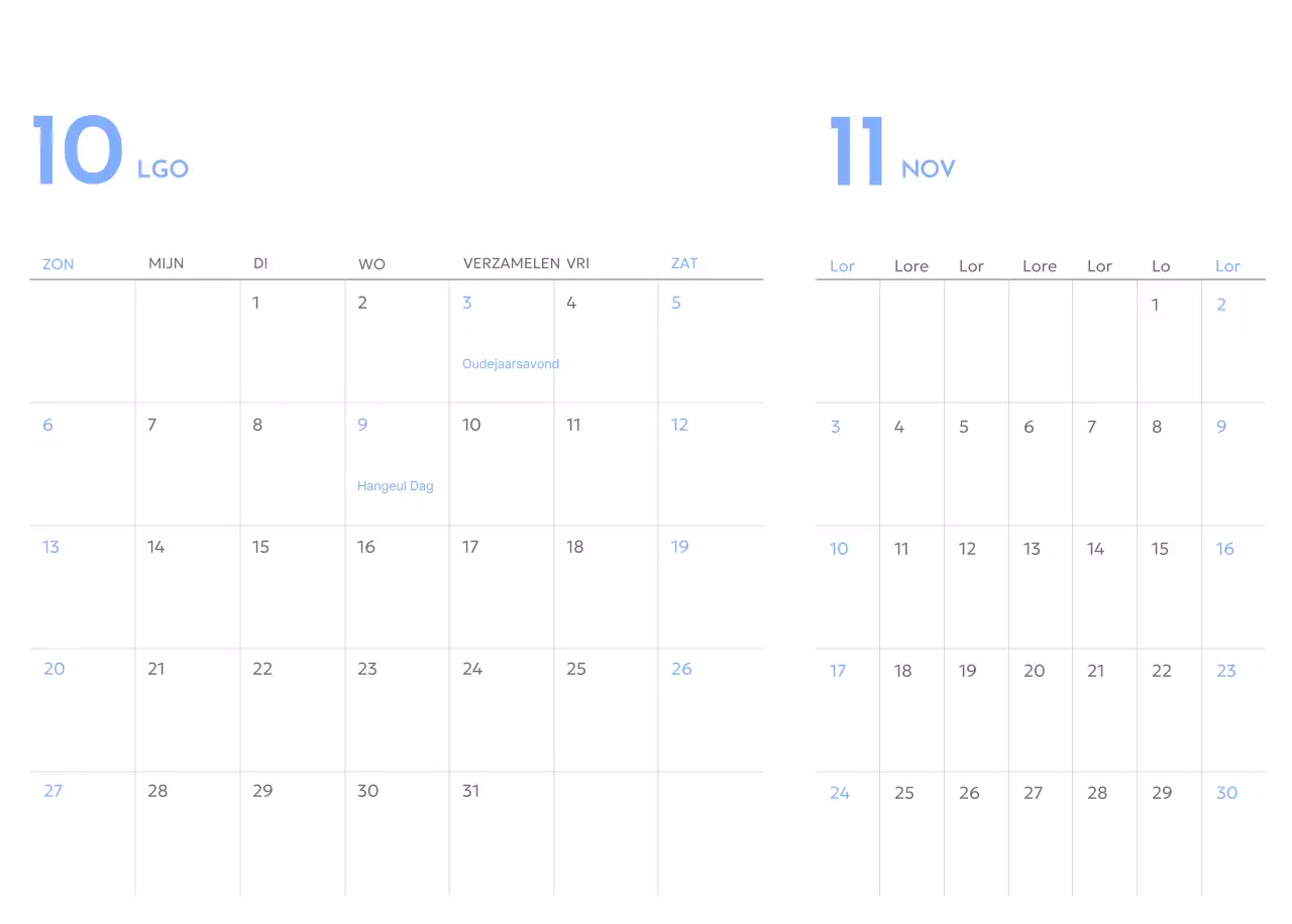 Goal tracker kalender met een vleugje blauw