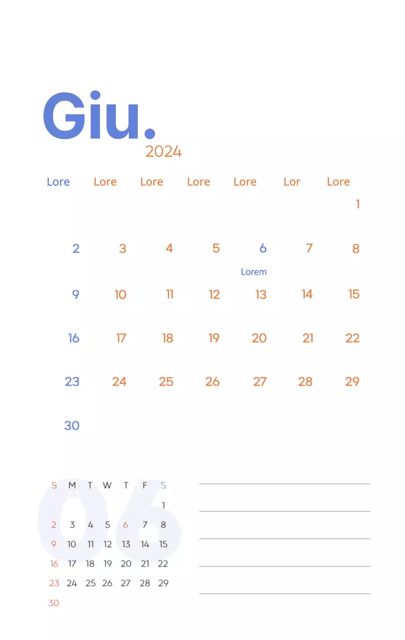 Calendario di lavoro con splendide illustrazioni