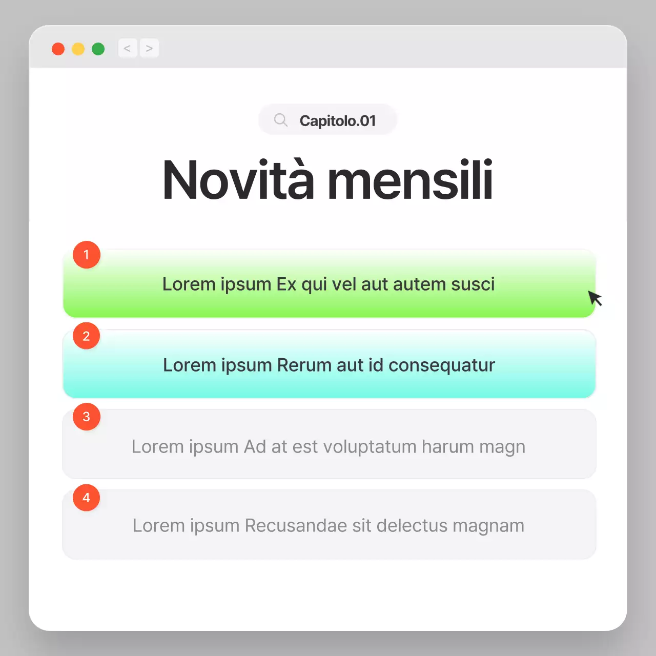 Profilo aziendale con un semplice concetto di browser grigio e bianco
